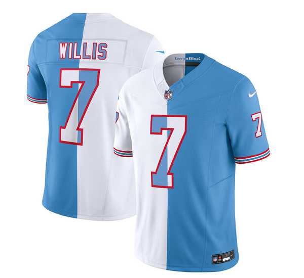 Men & Women & Youth Tennessee Titans #7 Malik Willis White Blue 2023 F.U.S.E. Split Vapor Limited Throwback Jersey